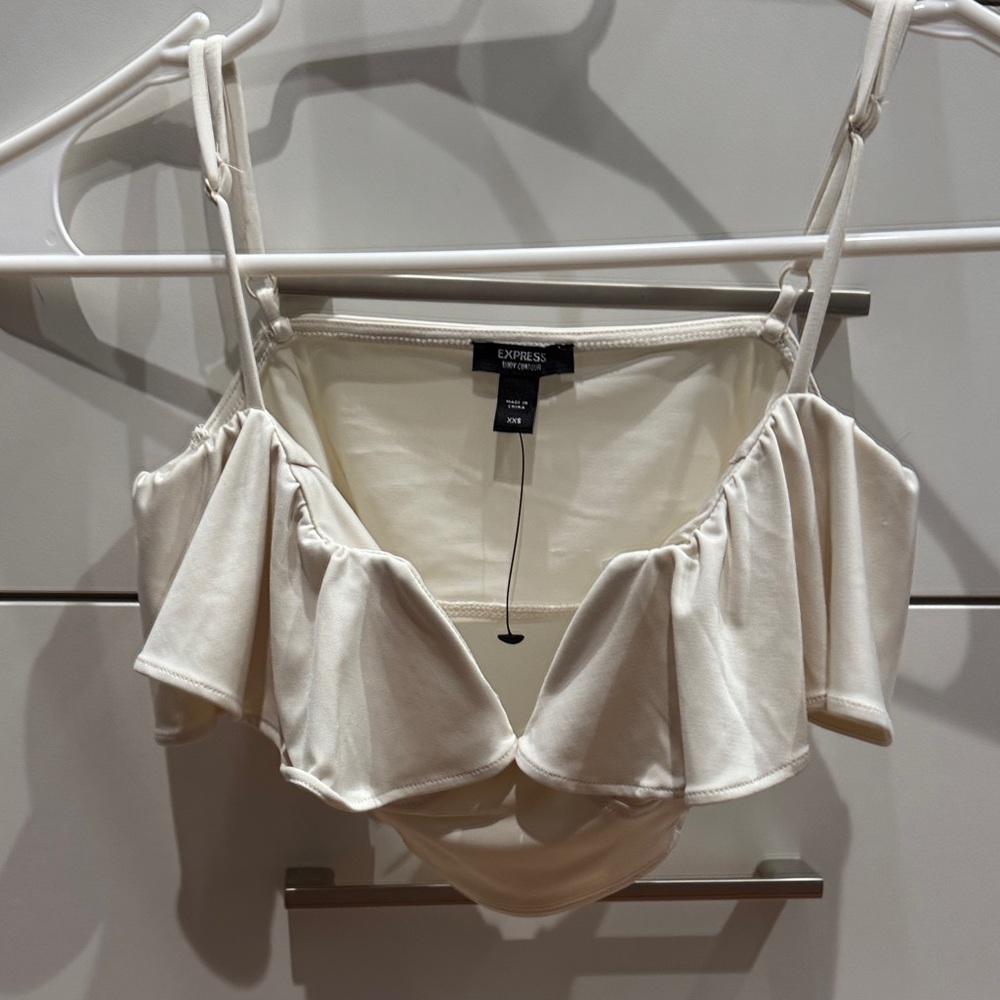 Express Ivory Ruffle Bikini Top - Picture 2 of 4